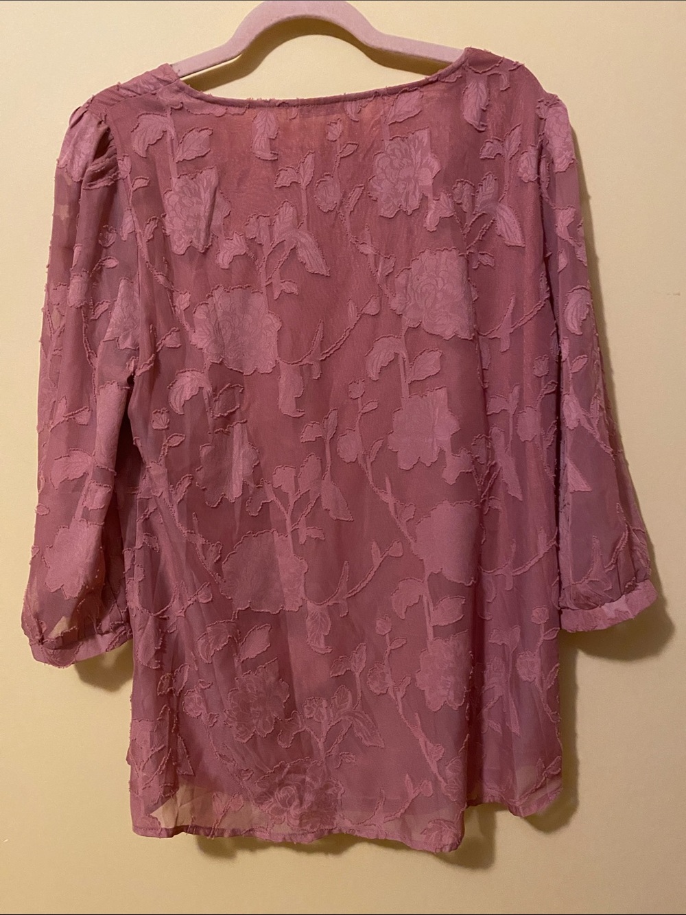 Womens Textured Floral Blouse soft Salmon Pink lightweight and lined XL - Picture 3 of 5